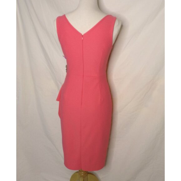 🆕ALEX EVENINGS Side Ruched Embellished Slimming Cocktail Dress Hot Coral Pink 4 - Picture 7 of 7